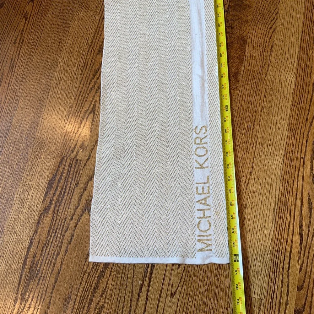 Michael Kors Scarf Women's Chevron Reversible Shawl Wrap‎ Logo Label Metallic